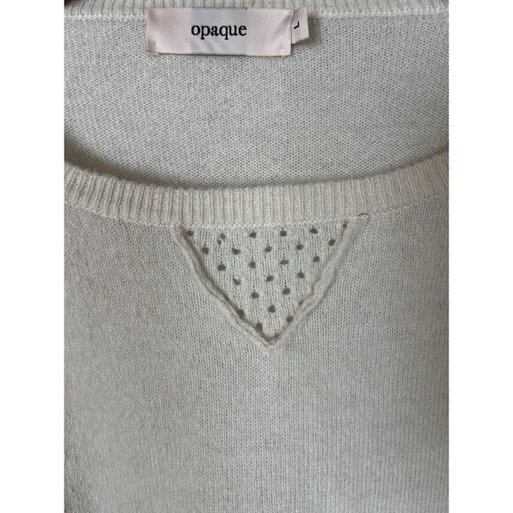 Opaque Ivory 100% Cashmere Sweater, Crew Neck, Raglan Sleeve Accent, Women Large - Picture 3 of 8